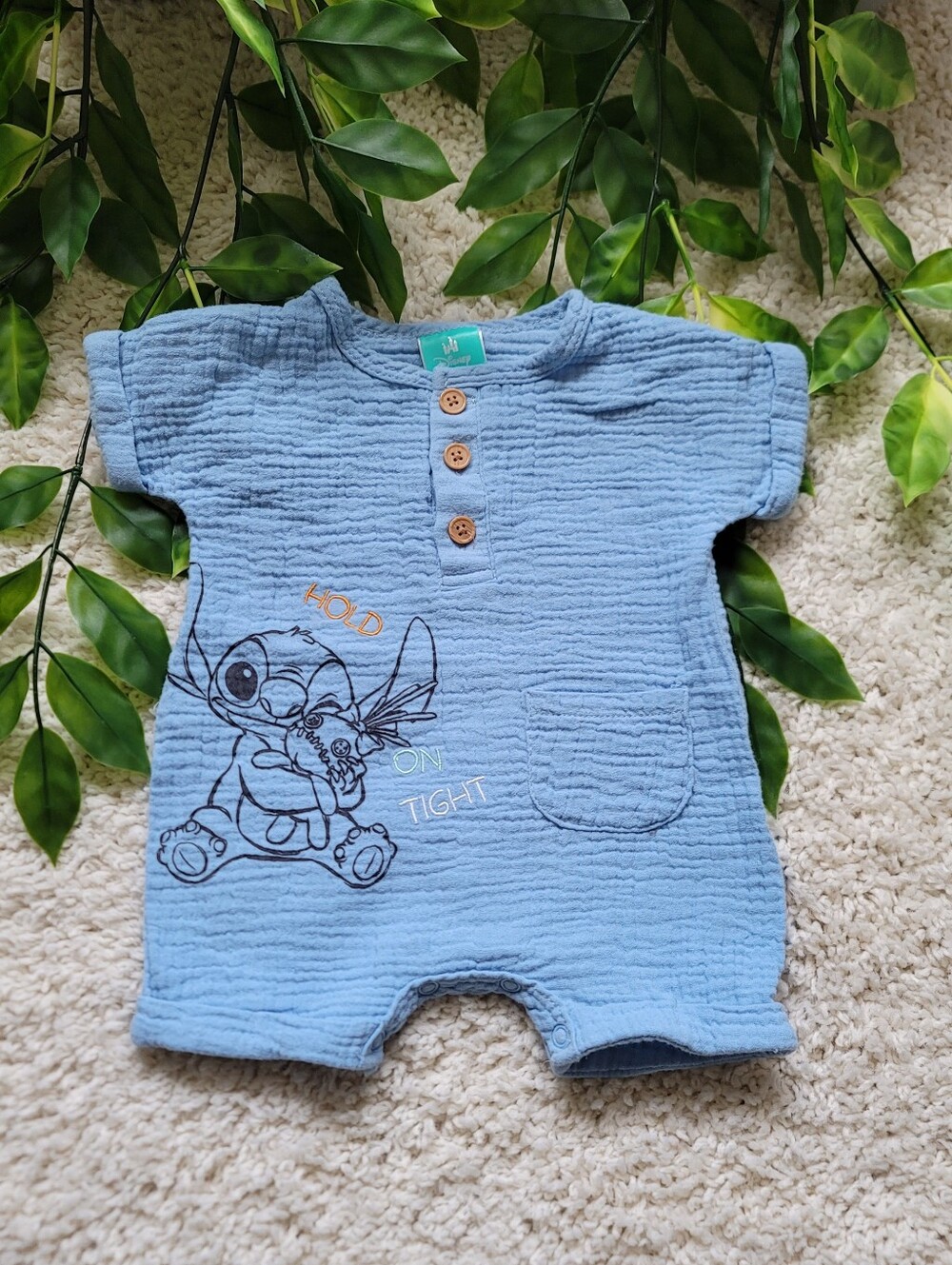 Baby Boy Muslin Stitch Romper (0-3 Months)